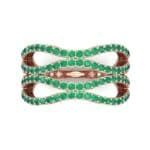 Flux Pave Emerald Ring (0.56 CTW) Top Flat View