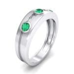 Three-Stone Channel Emerald Ring (0.33 CTW) Perspective View