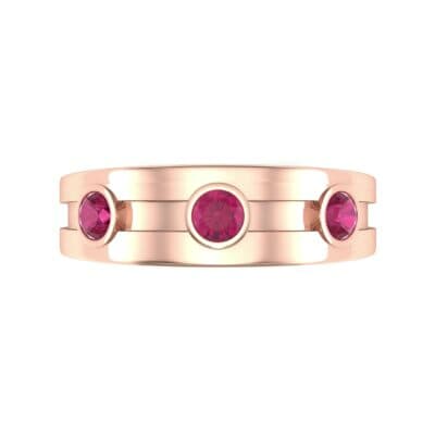 Three-Stone Channel Ruby Ring (0.33 CTW) Top Flat View