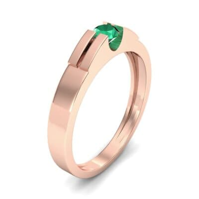 Contrast Shoulder Solitaire Emerald Engagement Ring (0.23 CTW) Perspective View