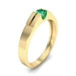 Contrast Shoulder Solitaire Emerald Engagement Ring (0.23 CTW) Perspective View