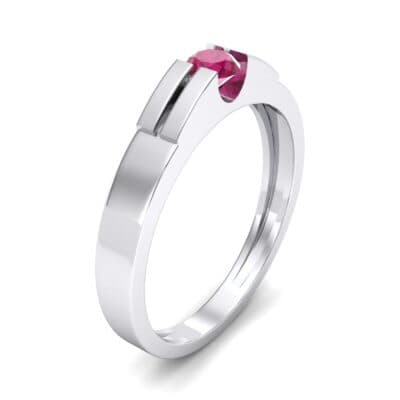 Contrast Shoulder Solitaire Ruby Engagement Ring (0.23 CTW) Perspective View