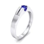 Contrast Shoulder Solitaire Blue Sapphire Engagement Ring (0.23 CTW) Perspective View