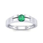 Contrast Shoulder Solitaire Emerald Engagement Ring (0.23 CTW) Top Dynamic View