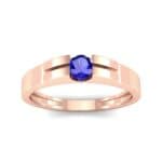 Contrast Shoulder Solitaire Blue Sapphire Engagement Ring (0.23 CTW) Top Dynamic View