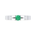 Contrast Shoulder Solitaire Emerald Engagement Ring (0.23 CTW) Top Flat View