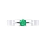 Contrast Shoulder Solitaire Emerald Engagement Ring (0.23 CTW) Top Flat View