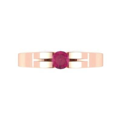 Contrast Shoulder Solitaire Ruby Engagement Ring (0.23 CTW) Top Flat View