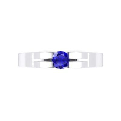Contrast Shoulder Solitaire Blue Sapphire Engagement Ring (0.23 CTW) Top Flat View