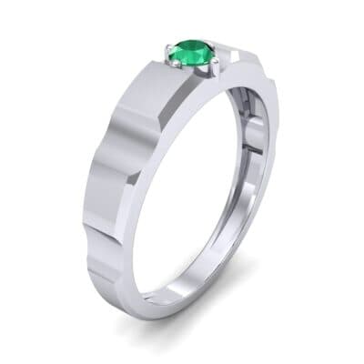 Cog Solitaire Emerald Engagement Ring (0.17 CTW) Perspective View