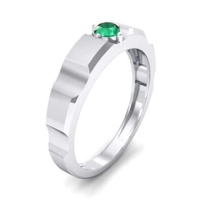 Cog Solitaire Emerald Engagement Ring (0.17 CTW) Perspective View