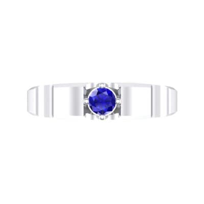 Cog Solitaire Blue Sapphire Engagement Ring (0.17 CTW) Top Flat View