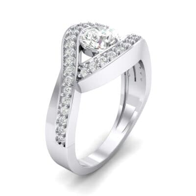 Pave Eye Solitaire Crystal Engagement Ring (1.19 CTW) Perspective View