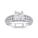 Pave Shoulder Solitaire Crystal Engagement Ring (1.21 CTW) Top Dynamic View