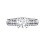Pave Shoulder Solitaire Crystal Engagement Ring (1.21 CTW) Top Flat View