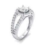 Split Shank Halo Crystal Engagement Ring (1.42 CTW) Perspective View