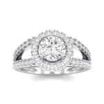 Split Shank Halo Crystal Engagement Ring (1.42 CTW) Top Dynamic View