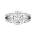 Split Shank Halo Crystal Engagement Ring (1.42 CTW) Top Flat View