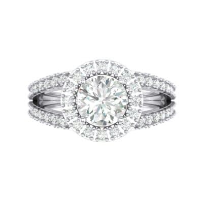Split Shank Halo Crystal Engagement Ring (1.42 CTW) Top Flat View