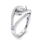 Split Shank Swirl Halo Crystal Engagement Ring (1.51 CTW) Perspective View