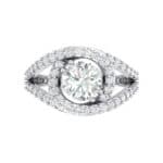 Split Shank Swirl Halo Crystal Engagement Ring (1.51 CTW) Top Flat View
