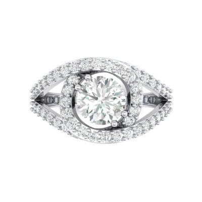 Split Shank Swirl Halo Crystal Engagement Ring (1.51 CTW) Top Flat View