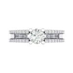 Pave Split Shank Crystal Engagement Ring (0.79 CTW) Top Flat View