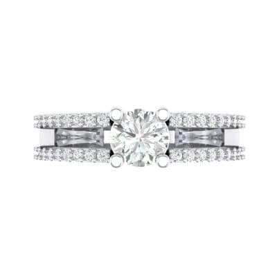 Pave Split Shank Crystal Engagement Ring (0.79 CTW) Top Flat View