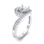 Oval Halo Bypass Crystal Engagement Ring (1 CTW) Perspective View