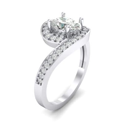 Oval Halo Bypass Crystal Engagement Ring (1 CTW) Perspective View