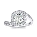 Oval Halo Bypass Crystal Engagement Ring (1 CTW) Top Dynamic View