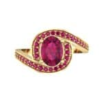 Oval Halo Bypass Ruby Engagement Ring (1 CTW) Top Flat View
