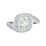 Oval Halo Bypass Crystal Engagement Ring (1 CTW) Top Flat View