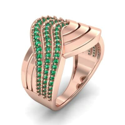 Half-Pave Harmony Emerald Ring (0.48 CTW) Perspective View