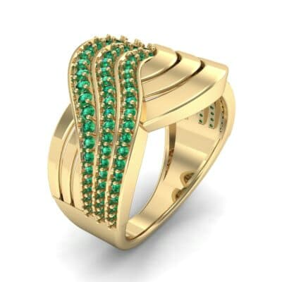 Half-Pave Harmony Emerald Ring (0.48 CTW) Perspective View