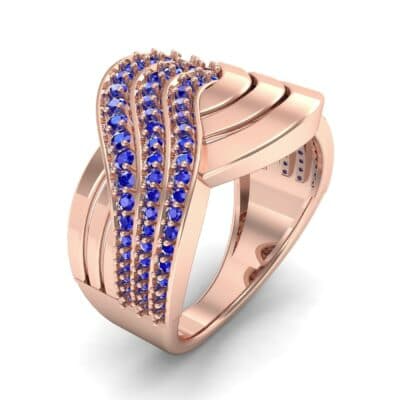 Half-Pave Harmony Blue Sapphire Ring (0.48 CTW) Perspective View