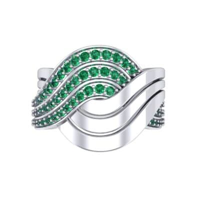 Half-Pave Harmony Emerald Ring (0.48 CTW) Top Flat View