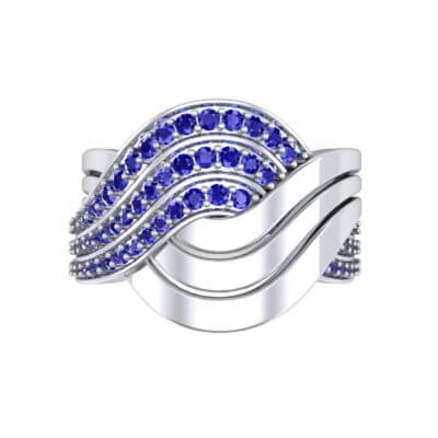 Half-Pave Harmony Blue Sapphire Ring (0.48 CTW) Top Flat View