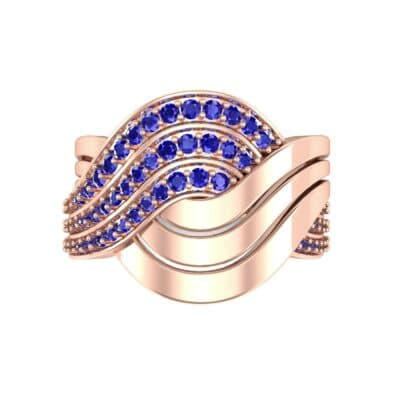Half-Pave Harmony Blue Sapphire Ring (0.48 CTW) Top Flat View