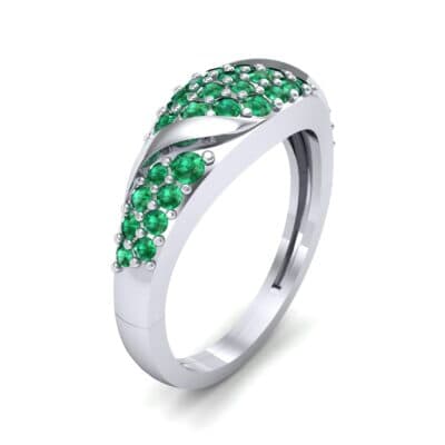 Rounded Pave Emerald Ring (0.44 CTW) Perspective View