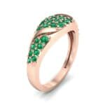 Rounded Pave Emerald Ring (0.44 CTW) Perspective View