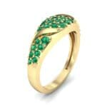 Rounded Pave Emerald Ring (0.44 CTW) Perspective View