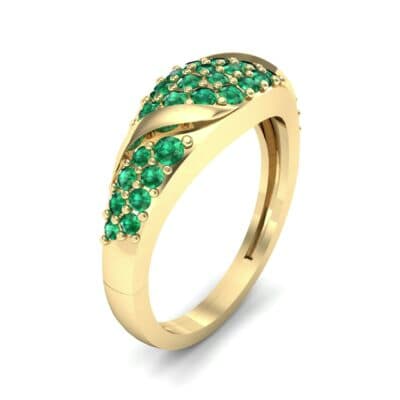 Rounded Pave Emerald Ring (0.44 CTW) Perspective View