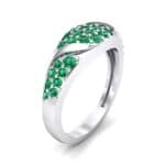 Rounded Pave Emerald Ring (0.44 CTW) Perspective View
