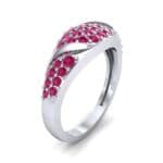 Rounded Pave Ruby Ring (0.44 CTW) Perspective View
