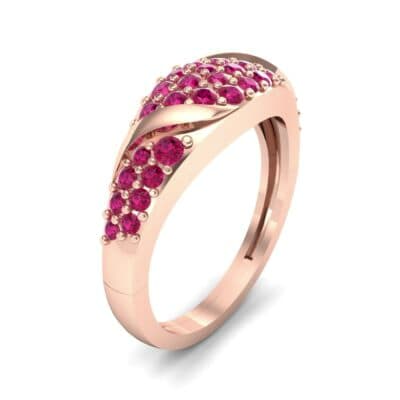 Rounded Pave Ruby Ring (0.44 CTW) Perspective View