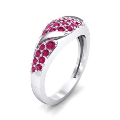 Rounded Pave Ruby Ring (0.44 CTW) Perspective View