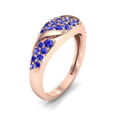 Rounded Pave Blue Sapphire Ring (0.44 CTW) Perspective View