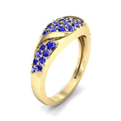 Rounded Pave Blue Sapphire Ring (0.44 CTW) Perspective View