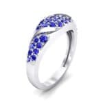 Rounded Pave Blue Sapphire Ring (0.44 CTW) Perspective View